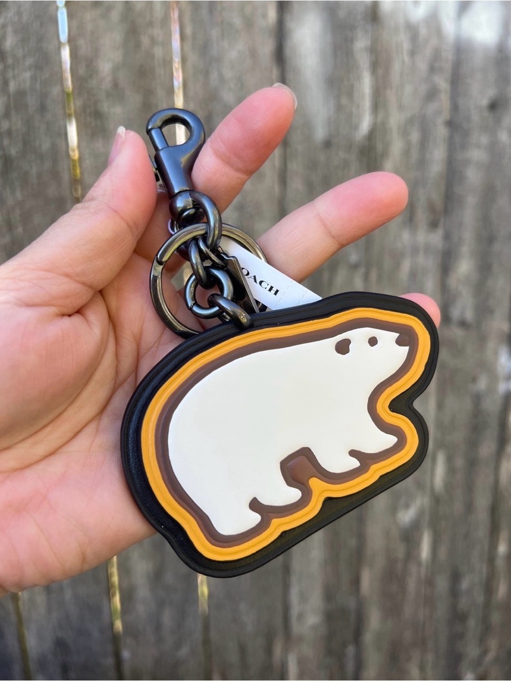 Coach Polar Bear Leather Key Charm NWT - Picture 3 of 4
